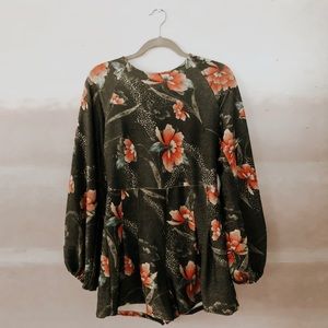 Metallic floral playsuit